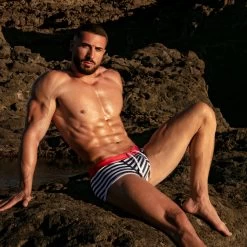 Boxer De Bain Iconic Swim TOF PARIS TOF207BU -Boutique De Lingerie Boxerbain tof TOF207BU raye a