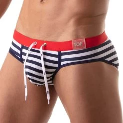 Slip De Bain Iconic Swim TOF PARIS TOF206BU -Boutique De Lingerie Slipbain tof tof206bu raye 4