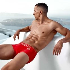 Boxer De Bain Modus Vivendi Glam Meander AS2121 -Boutique De Lingerie boxerbain as2121 rouge a
