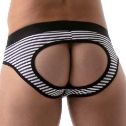 Slip Empty Bottom Stripes TOF PARIS TOF103N -Boutique De Lingerie emptyBottom tof TOF103N noir 3
