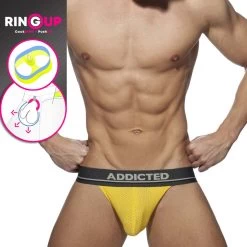 Jock Strap Cockring Addicted Mesh AD924 -Boutique De Lingerie jockstrap addicted AD924 jaune 5
