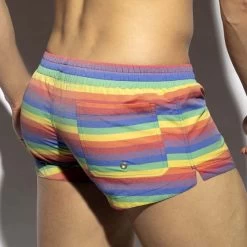 Short De Bain ES Collection Rainbow Multi Stripes 2304 -Boutique De Lingerie shortbain esco 2304 multi 3