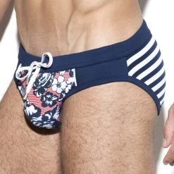 Slip De Bain ES Collection Flowery Sailor 1923 -Boutique De Lingerie slipbain escollection 1923 bleu 4