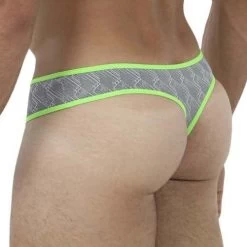 String Xtremen Jacquard 91077 -Boutique De Lingerie string xtremen 91077 gris 4